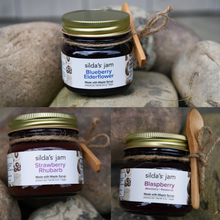 Load image into Gallery viewer, Jam Trio 1: Strawberry Rhubarb, Blueberry Elderflower, Blaspberry (Save 10%)