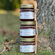 Load image into Gallery viewer, Jam Trio 2: Strawberry Rhubarb, Cherry Pie, Gingerbread Peach (Save 10%)