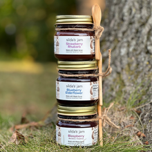 Load image into Gallery viewer, Jam Trio 1: Strawberry Rhubarb, Blueberry Elderflower, Blaspberry (Save 10%)