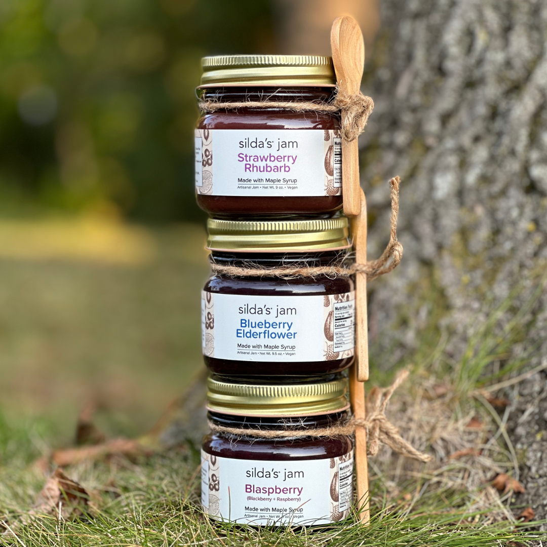 Jam Trio 1: Strawberry Rhubarb, Blueberry Elderflower, Blaspberry (Save 10%)